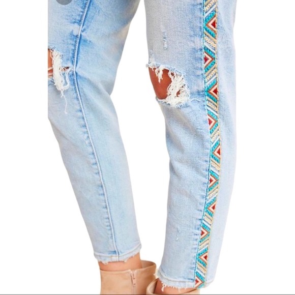 Driftwood x Free People Gizelle 27 High-Rise Embroidered Skinny Jeans New - Picture 8 of 15